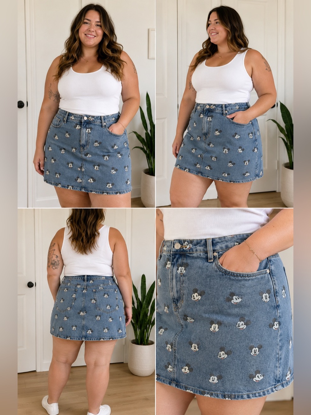 Disney-sz Extra Large-Denim Skirt with Mickey Faces, Vintage!!!